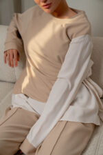 Plain x striped blouse - Image 2