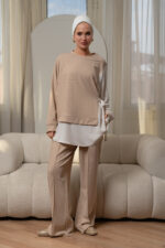 Plain x striped blouse