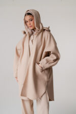 Oversized Hooded Zip Coat - Image 2